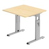 Schreibtisch OMEGA | Gestell silber | 80 x 80 cm | Ahorn