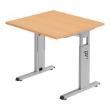 Schreibtisch OMEGA | Gestell silber | 80 x 80 cm | Buche