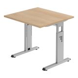 Schreibtisch OMEGA | Gestell silber | 80 x 80 cm | Eiche