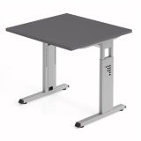 Schreibtisch OMEGA | Gestell silber | 80 x 80 cm | Graphit