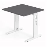 Schreibtisch OMEGA | Gestell weiß | 80 x 80 cm | Graphit