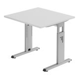 Schreibtisch OMEGA | Gestell silber | 80 x 80 cm | Lichtgrau
