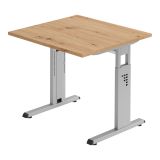 Schreibtisch OMEGA | Gestell silber | 80 x 80 cm | Eiche Rustikal