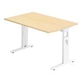 Schreibtisch OMEGA | Gestell weiß | 120 x 80 cm | Ahorn