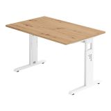 Schreibtisch OMEGA | Gestell weiß | 120 x 80 cm | Eiche Rustikal