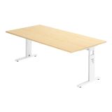 Schreibtisch OMEGA | Gestell wei� | 200 x 100 cm | Ahorn