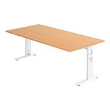 Schreibtisch OMEGA | Gestell wei� | 200 x 100 cm | Buche