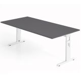 Schreibtisch OMEGA | Gestell wei� | 200 x 100 cm | Graphit