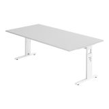 Schreibtisch OMEGA | Gestell wei� | 200 x 100 cm | Lichtgrau