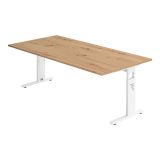 Schreibtisch OMEGA | Gestell wei� | 200 x 100 cm | Eiche Rustikal