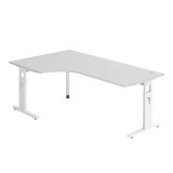 Schreibtisch OMEGA | Gestell weiß | 200 x 120 cm | Lichtgrau