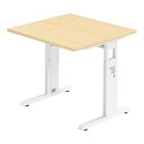 Schreibtisch OMEGA | Gestell wei� | 80 x 80 cm | Ahorn