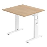 Schreibtisch OMEGA | Gestell weiß | 80 x 80 cm | Eiche