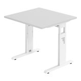 Schreibtisch OMEGA | Gestell weiß | 80 x 80 cm | Lichtgrau
