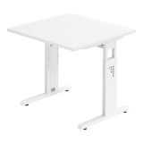 Schreibtisch OMEGA | Gestell weiß | 80 x 80 cm | Weiß classic