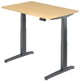 Steh-Sitz-Schreibtisch PREMIUM graphit | elektrisch höhenverstellbar | B120 x T80 cm | Ahorn