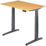 Steh-Sitz-Schreibtisch PREMIUM graphit | elektrisch höhenverstellbar | B120 x T80 cm | Buche