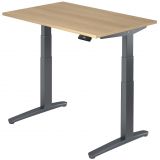 Steh-Sitz-Schreibtisch PREMIUM graphit | elektrisch höhenverstellbar | B120 x T80 cm | Eiche