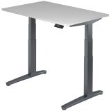 Steh-Sitz-Schreibtisch PREMIUM graphit | elektrisch höhenverstellbar | B120 x T80 cm | Lichtgrau
