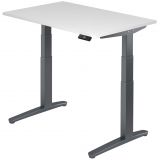 Steh-Sitz-Schreibtisch PREMIUM graphit | elektrisch höhenverstellbar | B120 x T80 cm | Weiß classic