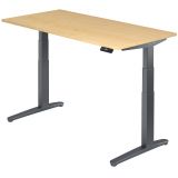 Steh-Sitz-Schreibtisch PREMIUM graphit | elektrisch höhenverstellbar | B160 x T80 cm | Ahorn
