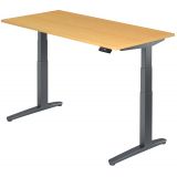 Steh-Sitz-Schreibtisch PREMIUM graphit | elektrisch höhenverstellbar | B160 x T80 cm | Buche