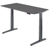 Steh-Sitz-Schreibtisch PREMIUM graphit | elektrisch höhenverstellbar | B160 x T80 cm | Graphit