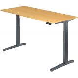 Steh-Sitz-Schreibtisch PREMIUM graphit | elektrisch höhenverstellbar | B180 x T80 cm | Buche