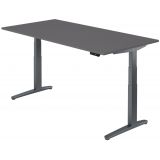 Steh-Sitz-Schreibtisch PREMIUM graphit | elektrisch höhenverstellbar | B200 x T100 cm | Graphit