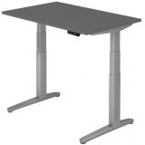 Steh-Sitz-Schreibtisch PREMIUM silver | elektrisch höhenverstellbar | B120 x T80 cm | Graphit