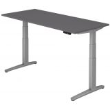Steh-Sitz-Schreibtisch PREMIUM silver | elektrisch höhenverstellbar | B180 x T80 cm | Graphit