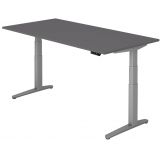 Steh-Sitz-Schreibtisch PREMIUM silver | elektrisch höhenverstellbar | B200 x T100 cm | Graphit