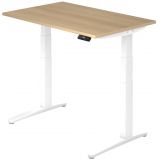 Steh-Sitz-Schreibtisch PREMIUM white | elektrisch höhenverstellbar | B120 x T80 cm | Eiche