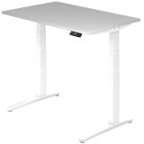 Steh-Sitz-Schreibtisch PREMIUM white | elektrisch höhenverstellbar | B120 x T80 cm | Lichtgrau