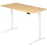 Steh-Sitz-Schreibtisch PREMIUM white | elektrisch höhenverstellbar | B160 x T80 cm | Ahorn