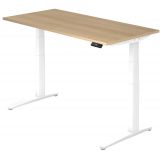 Steh-Sitz-Schreibtisch PREMIUM white | elektrisch höhenverstellbar | B160 x T80 cm | Eiche