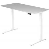 Steh-Sitz-Schreibtisch PREMIUM white | elektrisch höhenverstellbar | B160 x T80 cm | Lichtgrau
