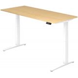 Steh-Sitz-Schreibtisch PREMIUM white | elektrisch höhenverstellbar | B180 x T80 cm | Ahorn