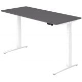 Steh-Sitz-Schreibtisch PREMIUM white | elektrisch höhenverstellbar | B180 x T80 cm | Graphit