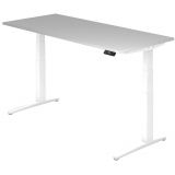 Steh-Sitz-Schreibtisch PREMIUM white | elektrisch höhenverstellbar | B180 x T80 cm | Lichtgrau