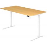 Steh-Sitz-Schreibtisch PREMIUM white | elektrisch höhenverstellbar | B200 x T100 cm | Buche