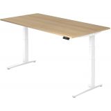 Steh-Sitz-Schreibtisch PREMIUM white | elektrisch höhenverstellbar | B200 x T100 cm | Eiche