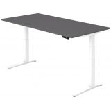 Steh-Sitz-Schreibtisch PREMIUM white | elektrisch höhenverstellbar | B200 x T100 cm | Graphit