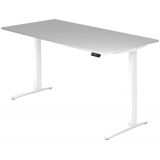 Steh-Sitz-Schreibtisch PREMIUM white | elektrisch höhenverstellbar | B200 x T100 cm | Lichtgrau