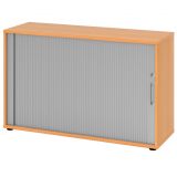 Quer-Rollladenschrank 2 Ordnerhöhen SMART | Breite 120 cm | Buche/Silber