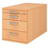 Rollcontainer COMFORT | mit 3 Schüben + Utensilienauszug | Buche