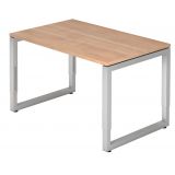 Schreibtisch RESTART | Gestell silber | 120 x 80 cm | Nussbaum hell