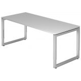 Schreibtisch RESTART | Gestell silber | 180 x 80 cm | Lichtgrau