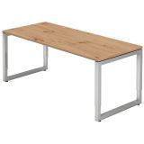 Schreibtisch RESTART | Gestell silber | 180 x 80 cm | Eiche Rustikal