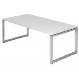 Schreibtisch RESTART | Gestell silber | 200 x 100 cm | Weiß classic
